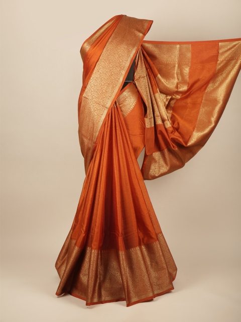 

Pothys Brown Solid Tussar Silk Saree