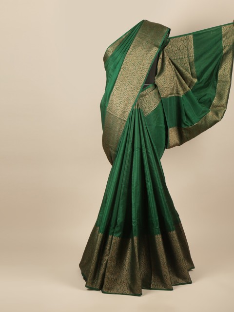 

Pothys Green & Gold-Toned Zari Jute Silk Saree