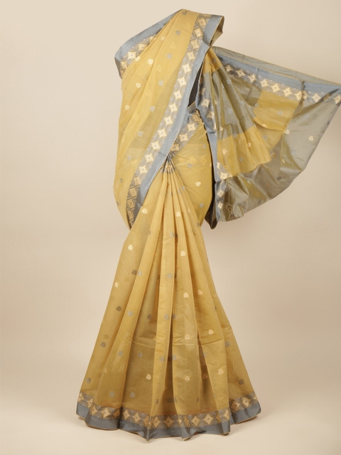 

Pothys Woman Green & Grey Woven Design Zari Saree