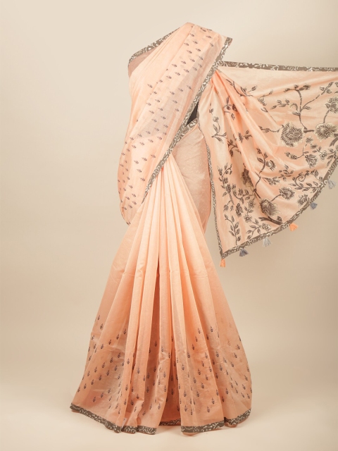 

Pothys Peach-Coloured & Grey Kalamkari Saree