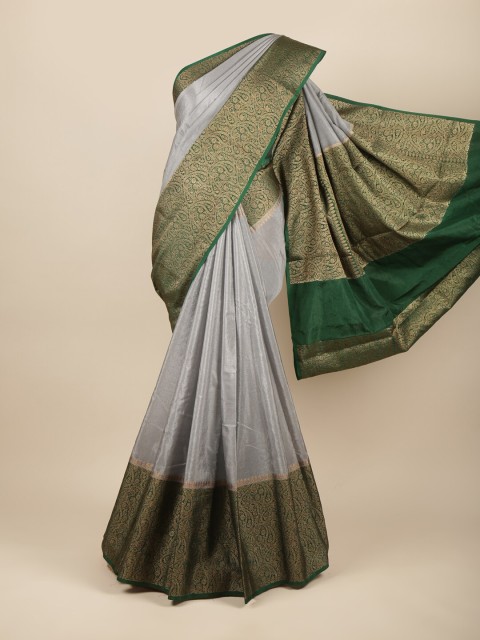 

Pothys Grey Solid Tussar Silk Saree