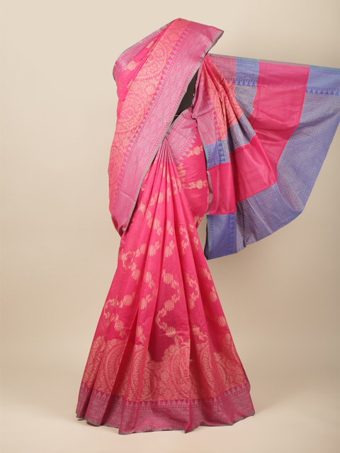 

Pothys Pink & Purple Woven Design Zari Saree