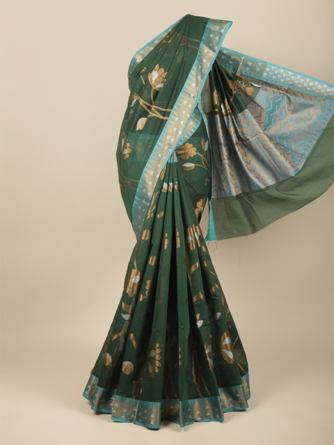 

Pothys Green & Blue Floral Zari Saree