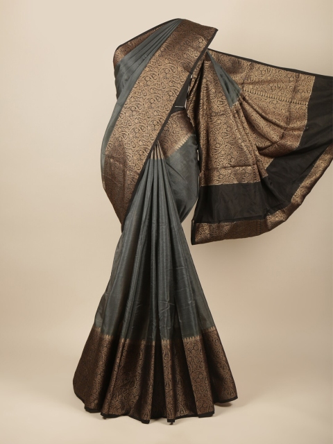 

Pothys Grey & Gold-Toned Jute Silk Saree
