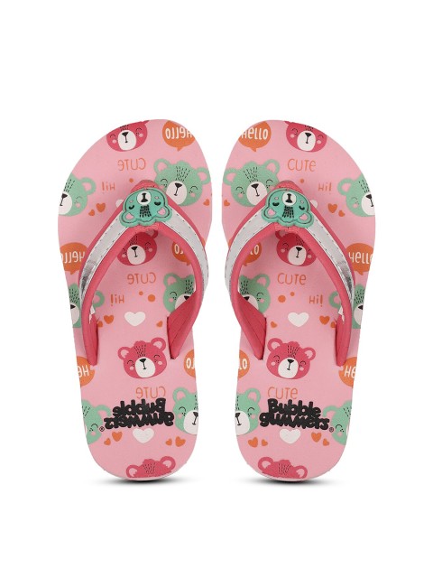 

Bubblegummers Girls Red & Pink Printed Room Slippers