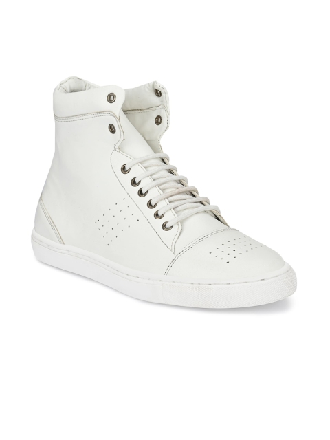 

KLEAT Men White Perforations High-Top Flat Boots