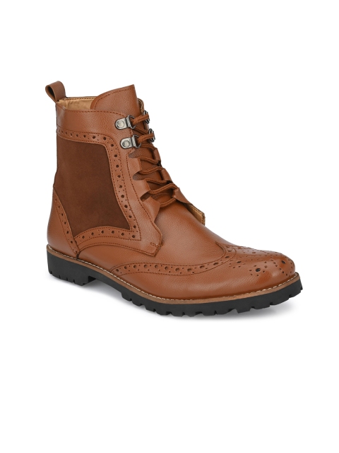 

KLEAT Men Tan Colourblocked Flat Boots