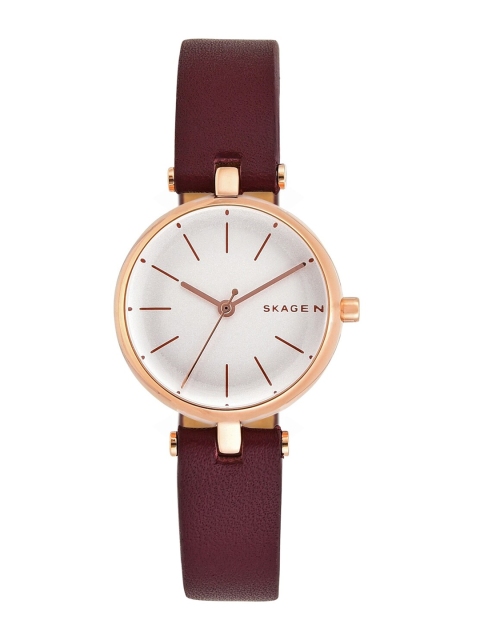 

SKAGEN Women White Dial & Red Leather Straps Analogue Watch SKW2641I