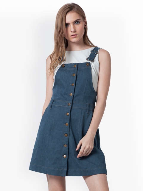 

FabAlley Masaba Women Blue Solid Dungaree Dress