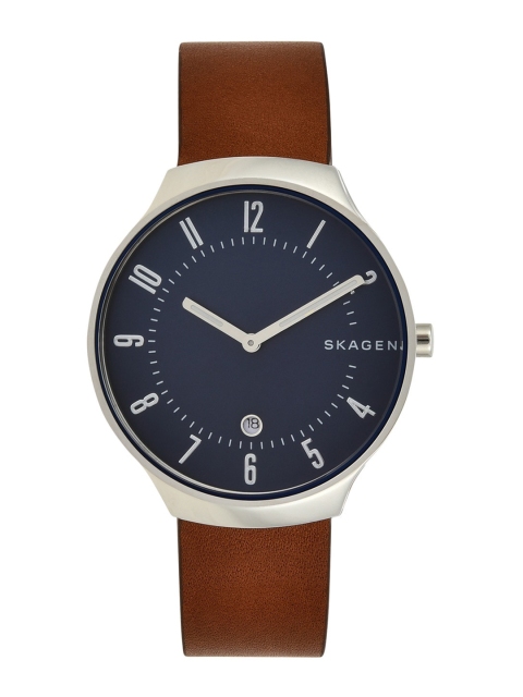 

SKAGEN Men Blue Dial & Brown Leather Straps Analogue Watch SKW6457I