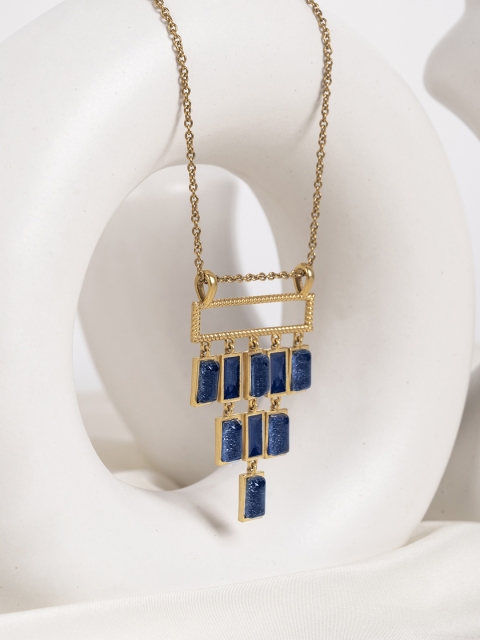 

Mikoto by FableStreet Gold-Plated & Blue Brass Antique Finish Geometric Necklace
