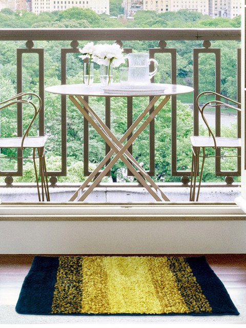 

Divine Casa Set Of 2 Navy Blue & Yellow Printed Anti-Skid Microfiber Doormats