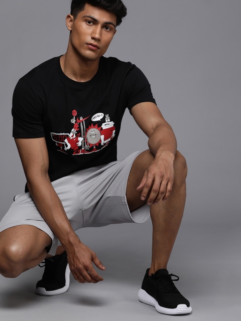 

Nike Men Black & Red Printed Pure Cotton Round Neck Basketball T-shirt