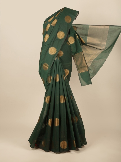 

Pothys Green & Gold-Toned Woven Design Zari Saree