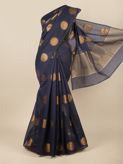 

Pothys Blue & Gold-Toned Woven Design Zari Saree