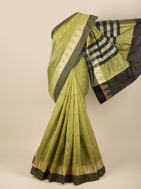 

Pothys Green & Gold-Toned Ethnic Motifs Zari Cotton Blend Saree