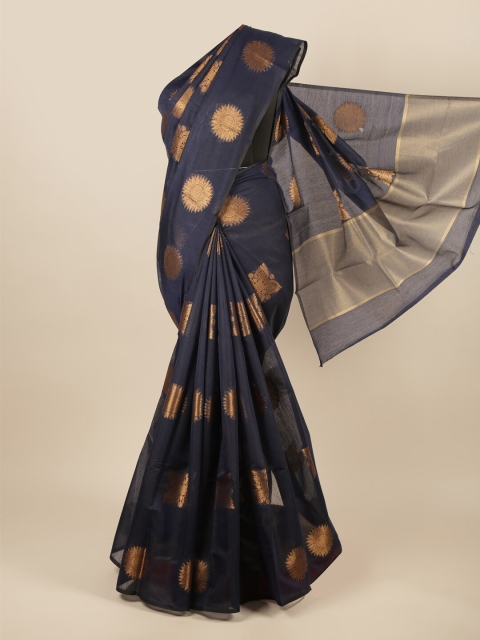 

Pothys Blue & Gold-Toned Ethnic Motifs Saree