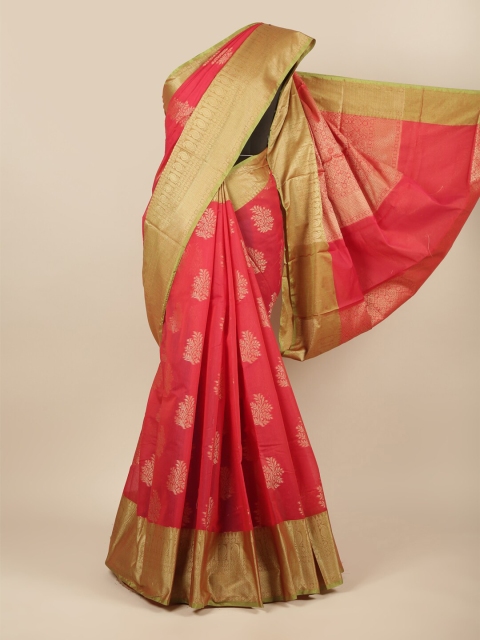 

Pothys Red & Gold-Toned Woven Design Zari Cotton Blend Saree