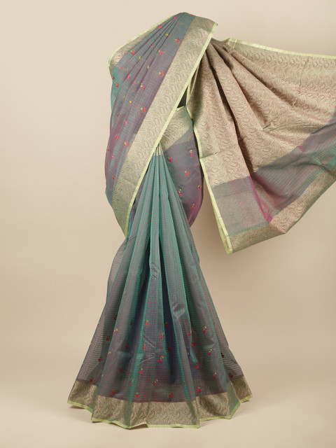 

Pothys Purple & Pink Floral Zari Saree