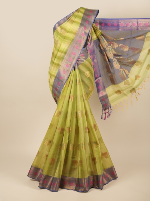 

Pothys Green & Purple Woven Design Cotton Blend Saree