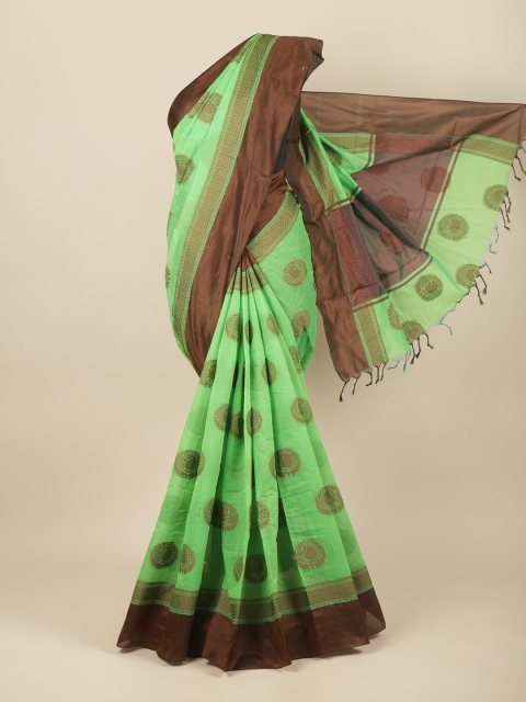 

Pothys Green & Brown Ethnic Motifs Saree