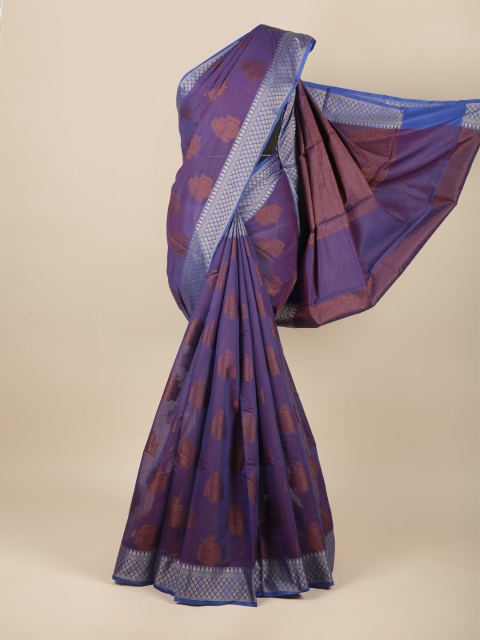 

Pothys Violet & Blue Woven Design Pure Cotton Saree