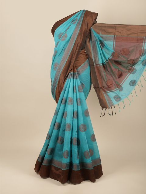 

Pothys Blue & Brown Ethnic Motifs Zari Saree