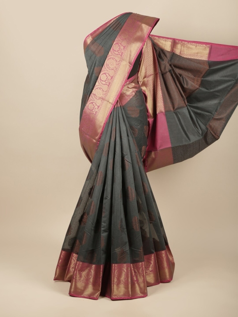 

Pothys Grey & Pink Ethnic Motifs Zari Pure Cotton Saree