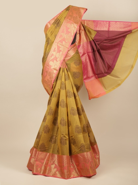 

Pothys Mustard & Pink Woven Design Zari Pure Cotton Saree