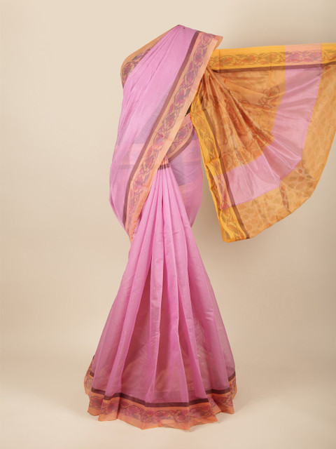 

Pothys Pink & Yellow Cotton Blend Saree