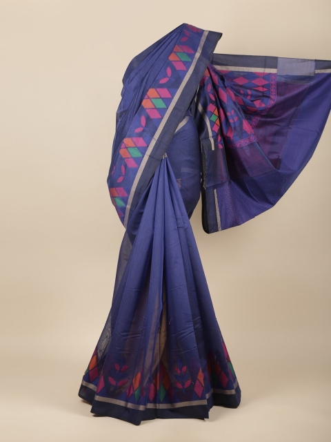 

Pothys Blue & Magenta Woven Design Zari Pure Cotton Saree