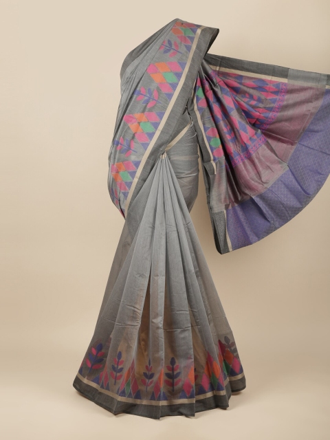 

Pothys Grey & Orange Woven Design Pure Cotton Saree