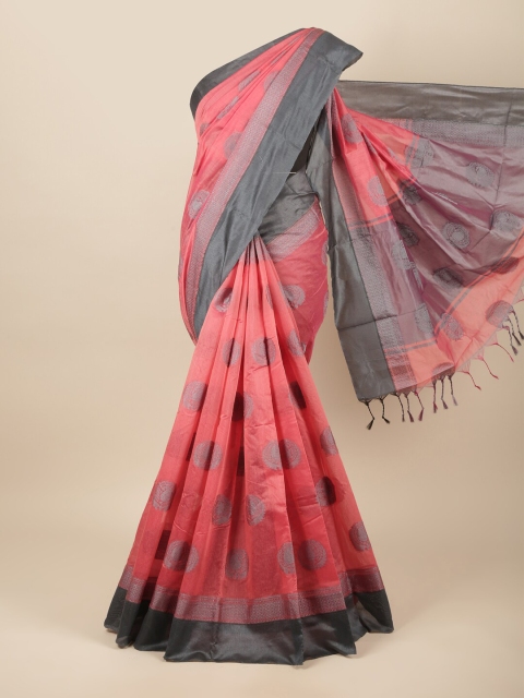

Pothys Pink & Grey Ethnic Motifs Cotton Blend Saree