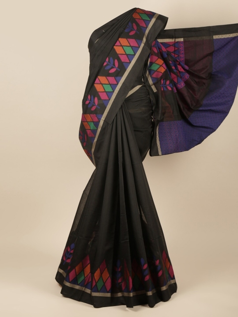 

Pothys Black & Pink Geometric Woven Design Pure Cotton Saree