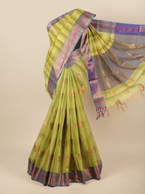 

Pothys Green & Pink Woven Design Cotton Blend Saree