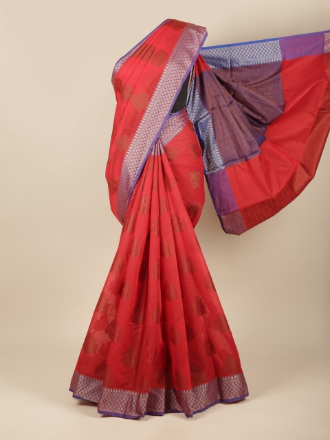 

Pothys Red & Blue Woven Design Zari Pure Cotton Saree