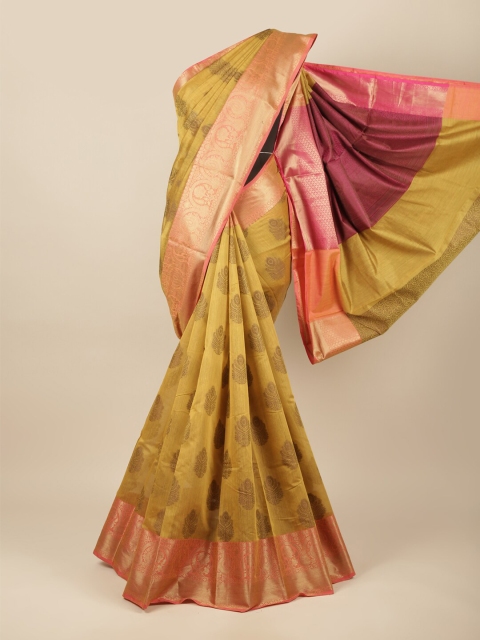 

Pothys Mustard & Peach-Coloured Ethnic Motifs Pure Cotton Saree