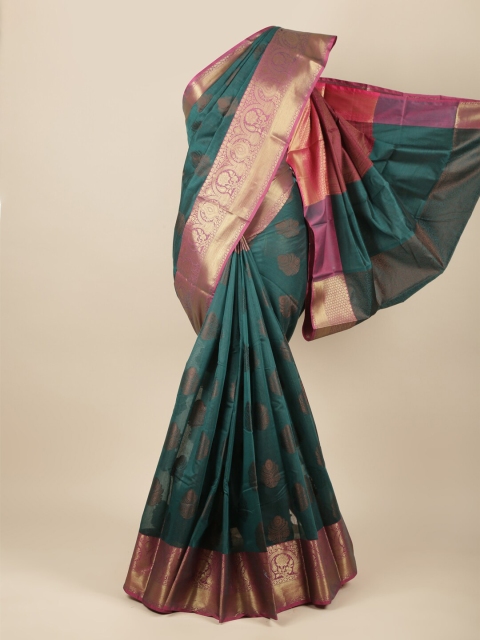 

Pothys Green & Magenta Ethnic Motifs Zari Pure Cotton Saree