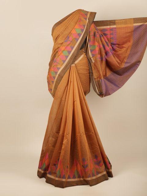 

Pothys Mustard & Orange Floral Pure Cotton Saree