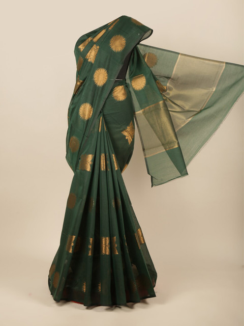 

Pothys Green & Gold-Toned Ethnic Motifs Saree