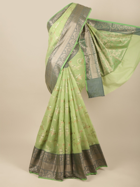 

Pothys Green & Grey Woven Design Zari Pure Cotton Saree
