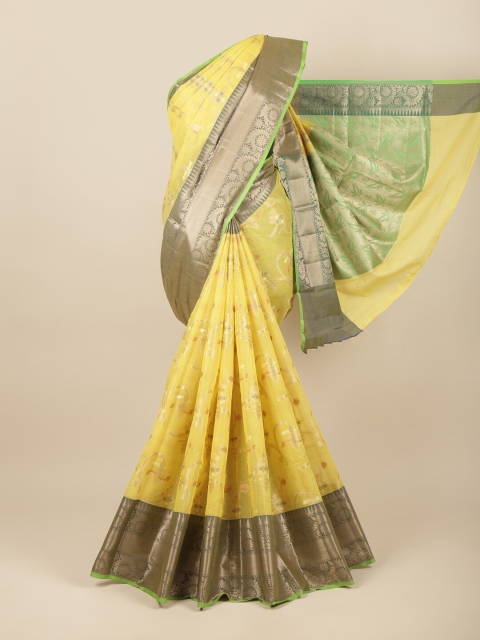 

Pothys Yellow & Gold-Toned Ethnic Motifs Pure Cotton Saree