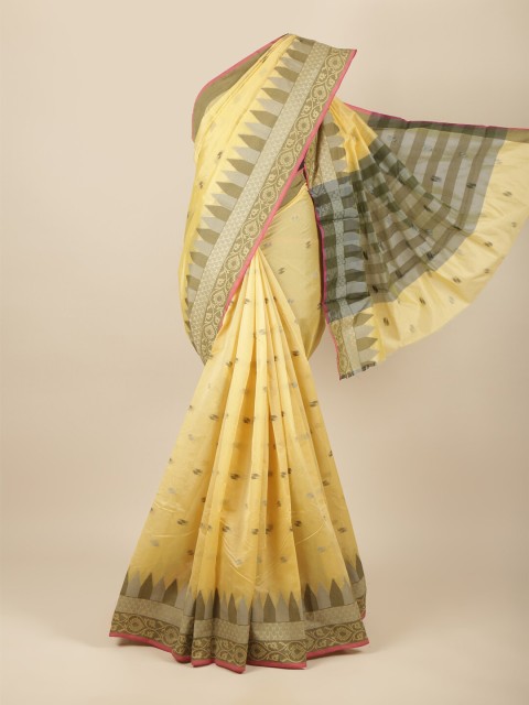 

Pothys Yellow & Green Ethnic Motifs Saree