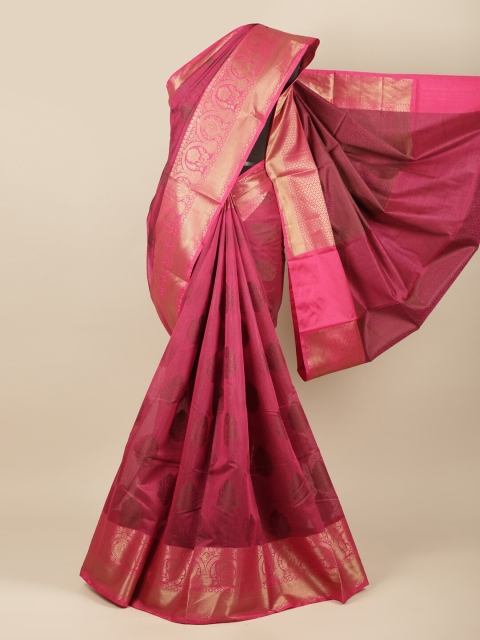 

Pothys Pink & Gold-Toned Woven Design Zari Pure Cotton Saree