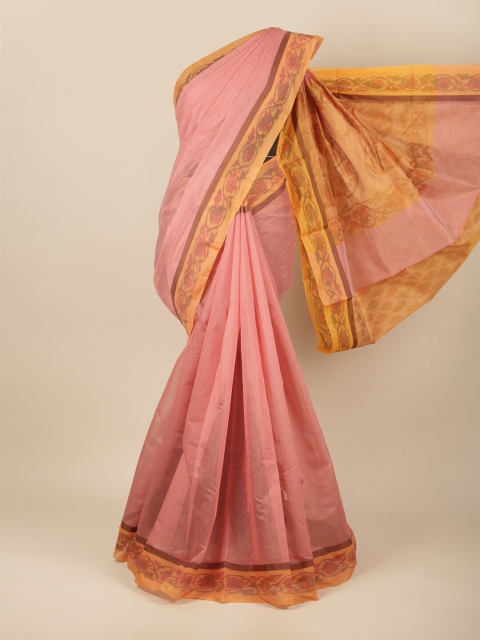 

Pothys Pink & Yellow Ethnic motifs Printed Cotton Blend Saree