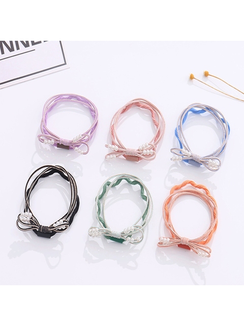 

XIMI VOGUE Unisex Peach-Coloured & Pink Set of 2 Ponytail Holders