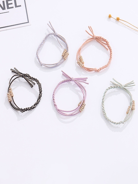 

XIMI VOGUE Unisex Multicoloured Set of 5 Embellished Ponytail Holders, Multi