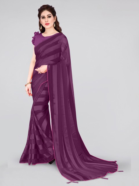 

KALINI Purple Striped Saree