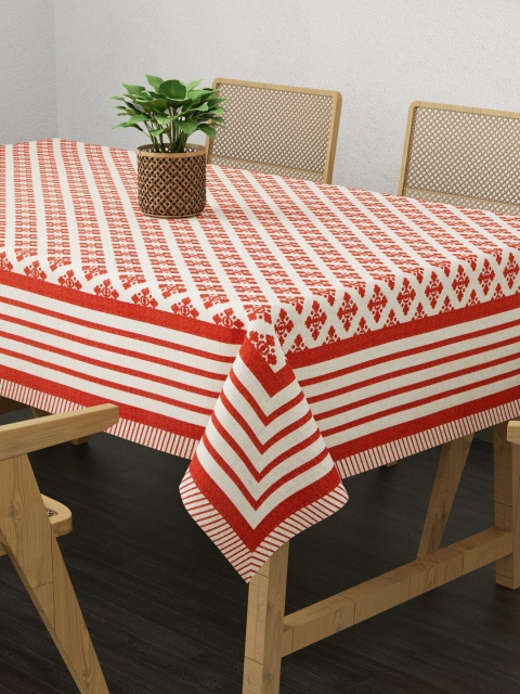 

Clasiko Red & White Printed 6-Seater Rectangle Cotton Table Cover