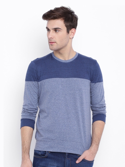 

Campus Sutra Men Blue Colourblocked T-shirt